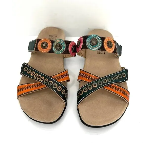 L'Artiste by Spring Step Glendora women’s leather slide sandals shoes. - Picture 2 of 9